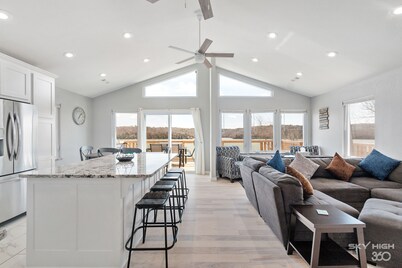 Lakeview Oasis has a panoramic lake view from the deck perfect for any getaway!