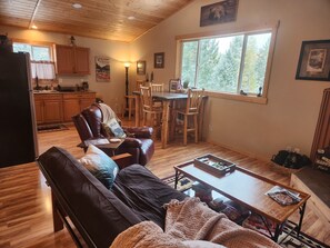 Smart TV, fireplace, Netflix, books