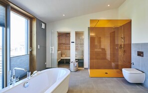 Een douche, een haardroger, zeep