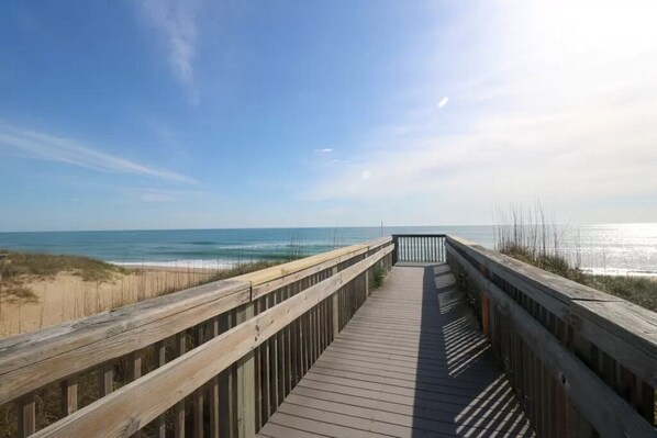 Beach nearby, sun loungers
