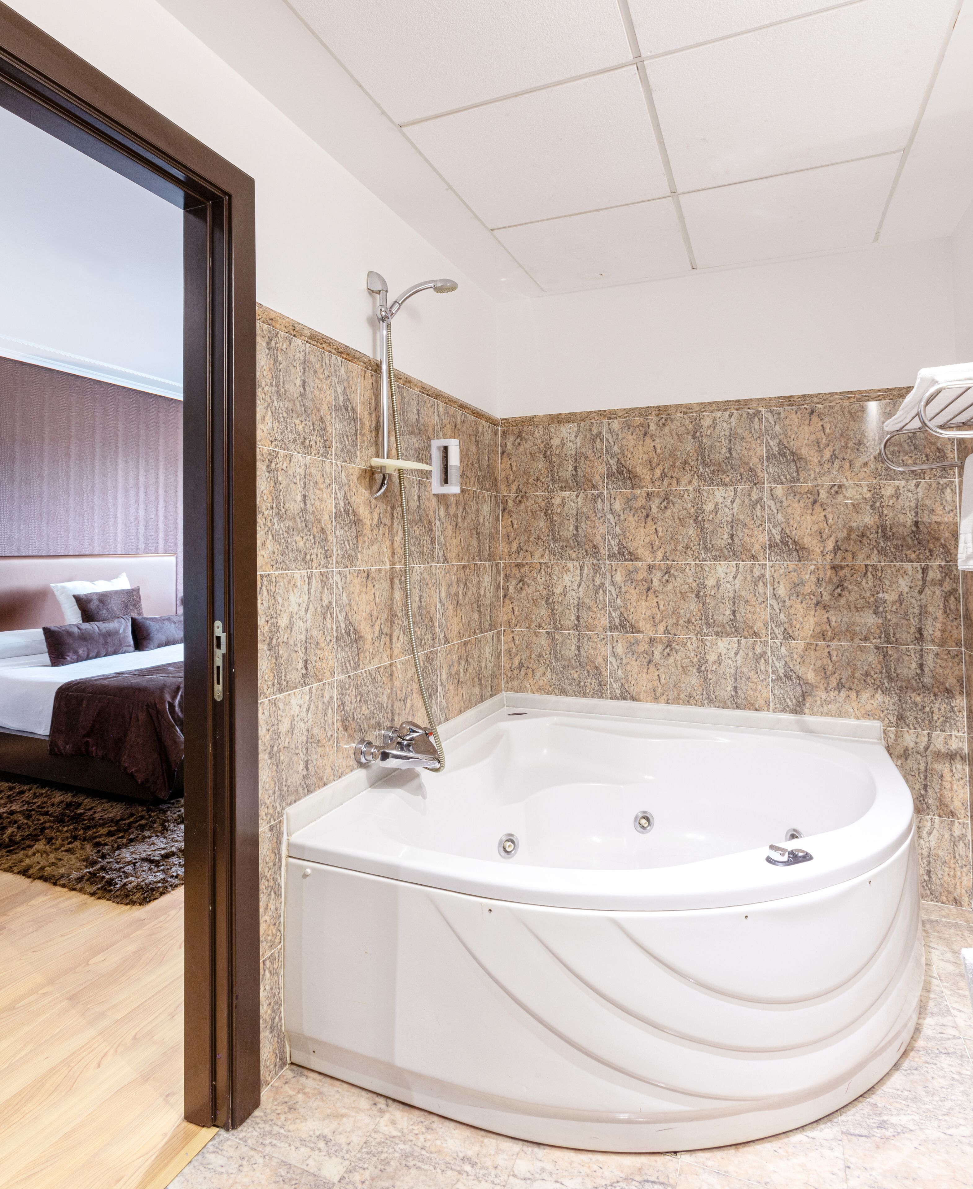 deluxe double room | bathroom | designer toiletries, hair dryer, bidet, towels