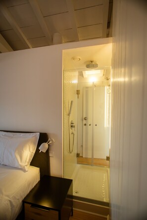 Estudio superior, 1 cama matrimonial, para no fumadores, vista al río (5) | Regadera en el baño