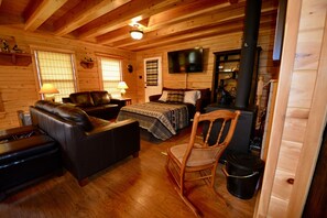 Smart TV, fireplace, DVD player, video library