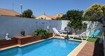 House with pool near the beach and shops