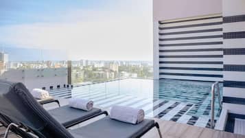 Outdoor pool, sun loungers