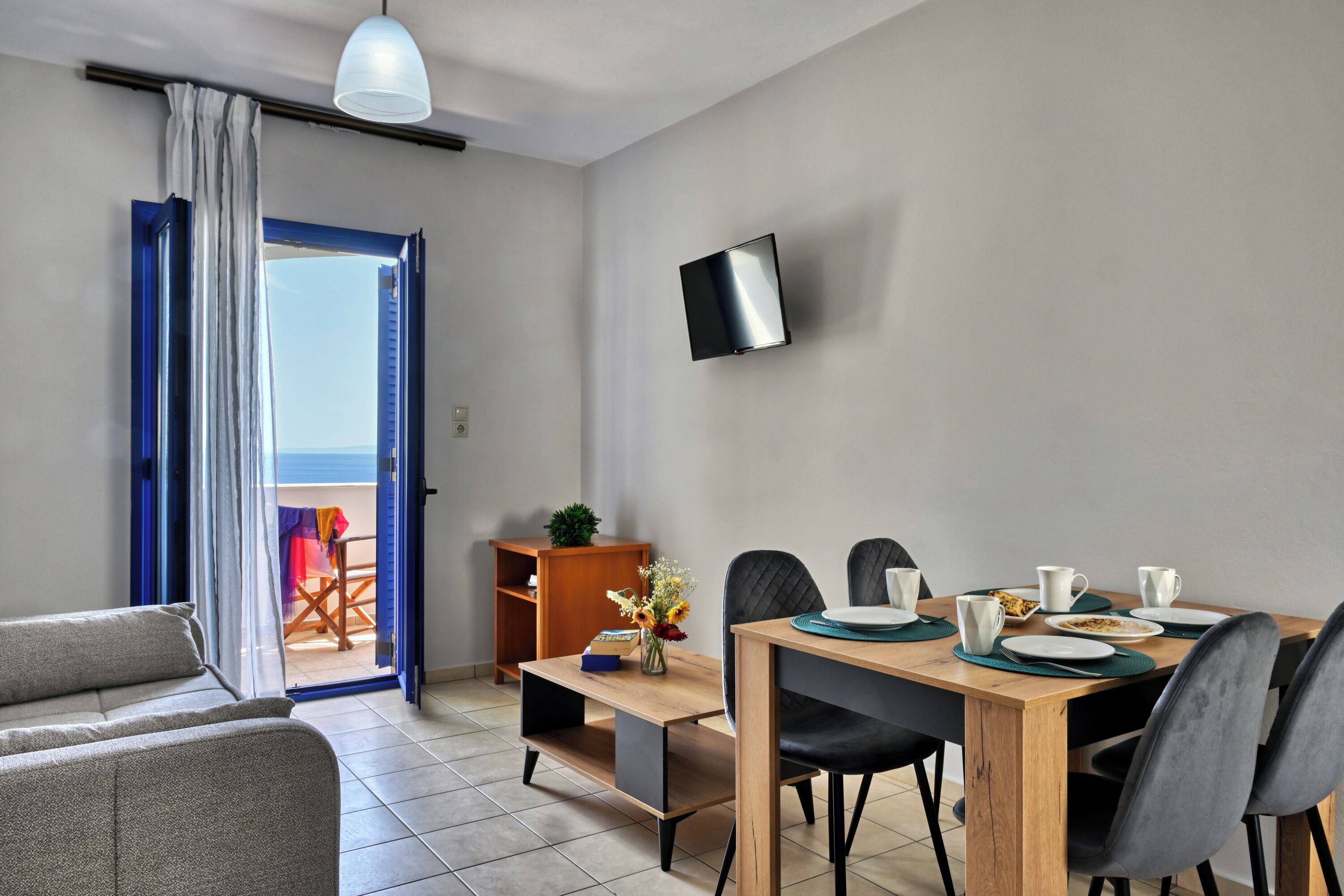 Apartment with Sea View | Living area | LCD TV