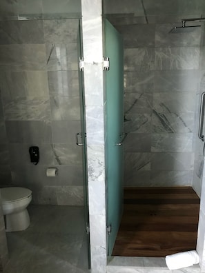 Hair dryer, towels, toilet paper