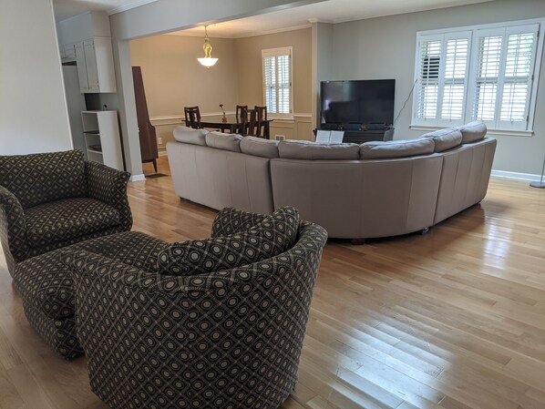 TV, lareira, DVD player, mesa de pingue-pongue