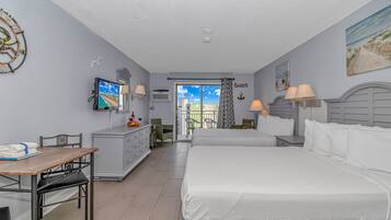 Studio, 2 Tempat Tidur Queen, pemandangan samudra | Wi-Fi gratis dan seprai linen