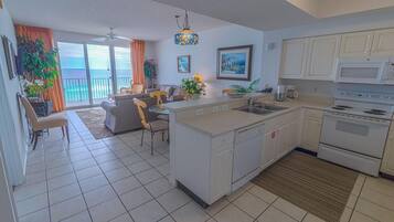 Condo, 2 Bedrooms | Private kitchen | Coffee/tea maker, fridge, microwave, oven