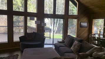 Una televisión, una chimenea, videojuegos, un reproductor de DVD