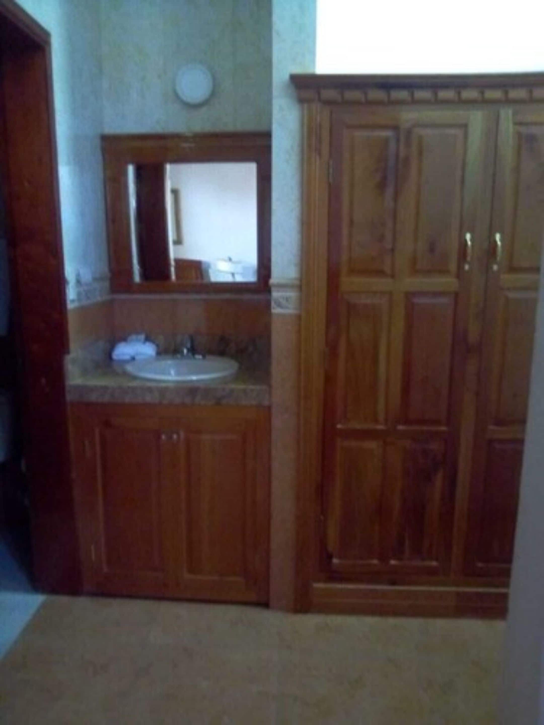 shower, rainfall showerhead, hair dryer, towels