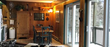 TV, fireplace, DVD player, books