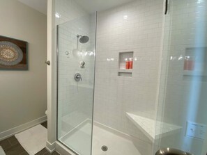 Combined shower/tub, hair dryer
