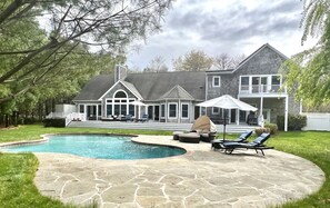 Outdoor pool, a heated pool - Summer East Hampton Retreat- Heated Pool, Tennis, Hot Tub (Sag Harbor)