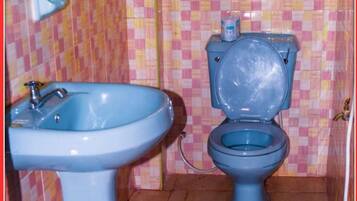 Ducha, pantuflas, toallas, jabón