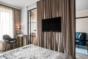 Appartement, 1 slaapkamer | Een strijkplank/strijkijzer, gratis wifi, beddengoed