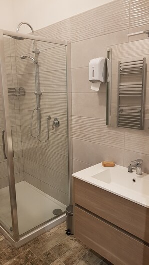 Dusche, Haartrockner, Bidet, Handtücher