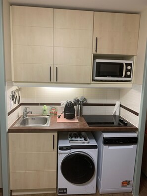 Fridge, microwave, stovetop, dishwasher