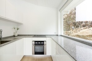 Fridge, microwave, oven, coffee/tea maker