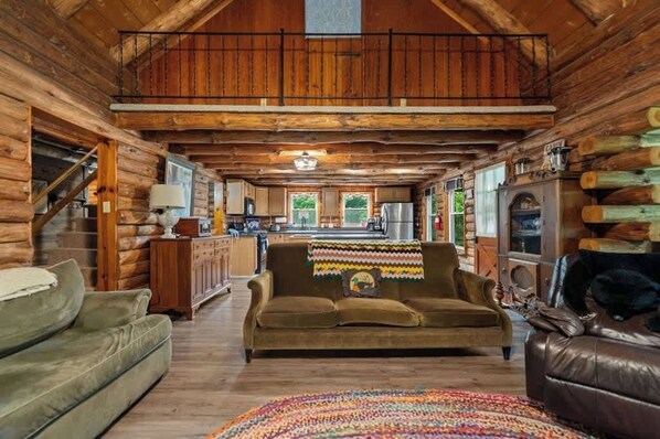 Smart TV, fireplace, DVD player, books