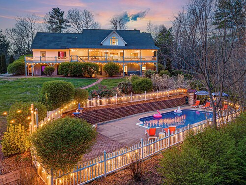 Sleeps 24 | Newly Renovated Luxe Home near Asheville | Pool, Hot Tub, Theater & Games!