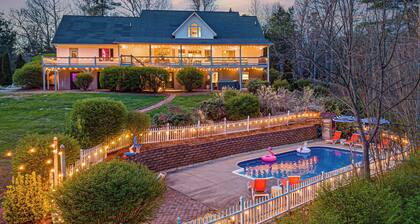 Sleeps 24 | Newly Renovated Luxe Home near Asheville | Pool, Hot Tub, Theater & Games!