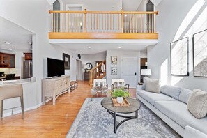 TV, fireplace, video games, foosball - Beautiful Mountain Retreat with Pool and Hot Tub Near Asheville! High-Speed Internet + Game Room (Weaverville)