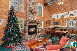 Smart TV, fireplace, video games, DVD player