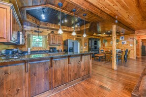 Signature Cabin | Private kitchen | Full-size fridge, microwave, oven, stovetop - SmokyStays 6 Bedroom Cabin (Pigeon Forge)