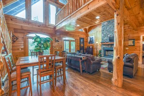 40-inch flat-screen TV with cable channels, TV, fireplace - SmokyStays 6 Bedroom Cabin (Pigeon Forge)