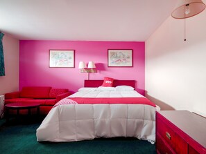 Desk, free WiFi, bed sheets