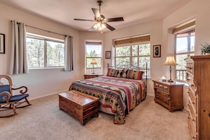 4 bedrooms, desk, laptop workspace, iron/ironing board