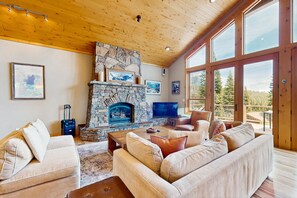 TV, fireplace, DVD player, video library