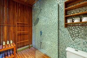 シャワー、ヘアドライヤー、タオル、トイレットペーパー