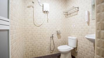 Ducha, secador de pelo, bidé y toallas