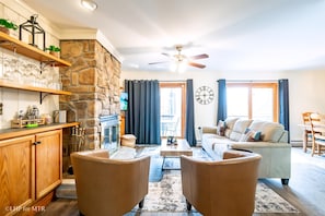 TV, fireplace, DVD player