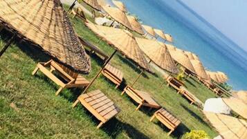 On the beach, free beach shuttle