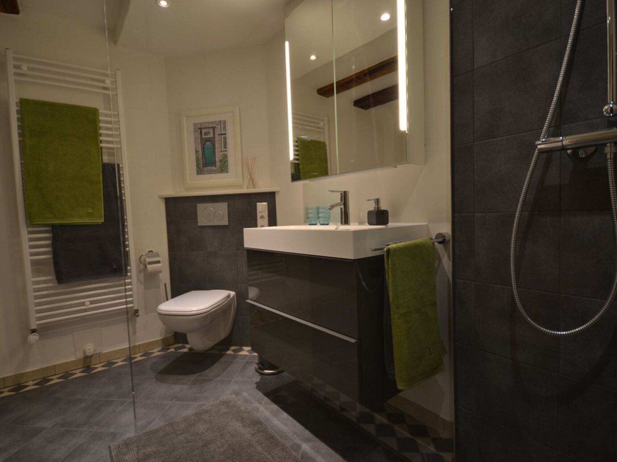 Dusche, Haartrockner, Handtücher
