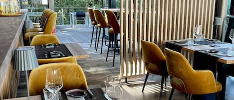 Dinner served, local and international cuisine, garden views