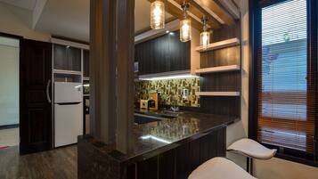 Superior Villa, 2 Bedrooms, Private Pool | Private kitchenette | Full-size fridge, microwave, stovetop, coffee/tea maker