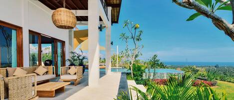 Luxury Villa, 3 Bedrooms, Private Pool, Sea View | Terrace/patio