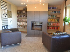 House | Living area | Fireplace - Modern Poolside Home in Pescia (Pescia)