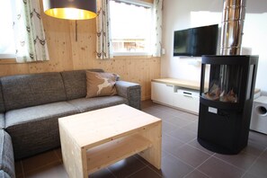 Chalet | Salle de séjour | Télévision, cheminée