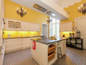 House | Private kitchen | Stovetop, highchair - Beautiful Manor House in a Park Near Rochefort (Nassogne)