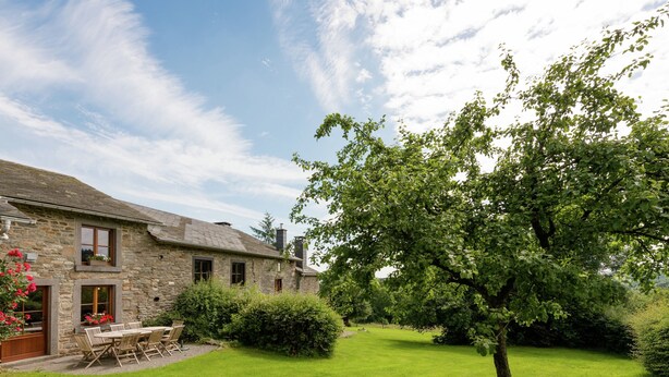 A stone house with a grassy yard and a tree. - Rustic Vacation Home, Baneux (Lierneux)