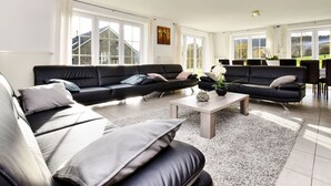 Living room - Detached Natural Stone House With Sunny Garden and Terrace, Modern Interior (Lierneux)