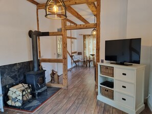 Apartment | Living room | Fireplace - Former Coach House in the Harz (Oberharz am Brocken)