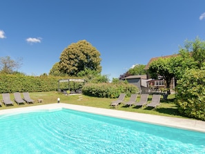 Outdoor pool - Sunlit Holiday Home in Meilhards With Private Pool (Meilhards)