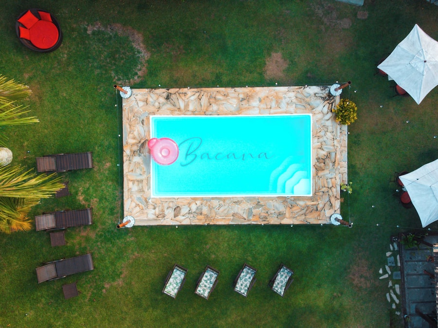Outdoor pool, pool loungers